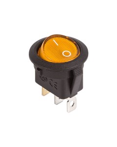 Выключатель клавишный круглый 12V 20А 3с ON OFF желтый с подсветкой 10 шт Rexant