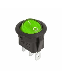 Выключатель клавишный круглый 12V 20А 3с ON OFF зеленый с подсветкой 10 шт Rexant