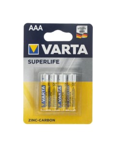 Батарейка солевая SuperLife AAA R03 4BL 1 5В блистер 4 шт Varta