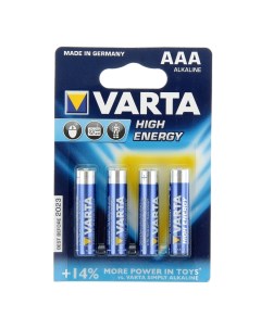 Батарейка алкалиновая HIGH ENERGY AAA набор 4 шт Varta