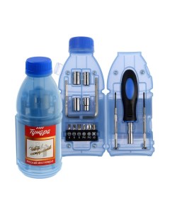 Набор инструментов ТУНДРА подарочный пластиковый кейс Бутылка 15 предметов Tundra