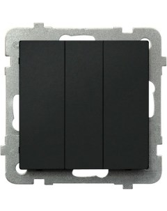Выключатель Sonata 3 клавишный без рамки черный металлик LP 13R m 33 Ospel