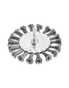Щетка металлическая для дрели ТУНДРА со шпилькой крученая проволока плоская 100 мм Tundra