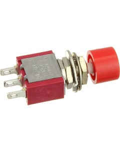 Кнопка d10мм красная без фиксации 3 контакта металл Kls