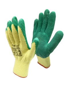 Рабочие перчатки ТОРРО ГРИН 10 пар х б с рельефным латексным покрытием 6410 Master-pro®