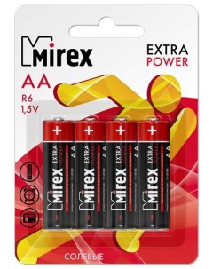 Батарейка солевая R6 AA 1 5V 4 шт Mirex