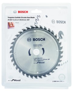 Пильный диск твердосплавный Ф160х20мм 36зуб ECO WO 2608644374 Bosch