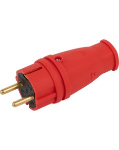 Вилка каучуковая c заземлением VX10 R IP44 16А IP44 прямая красная Б0055415 Era