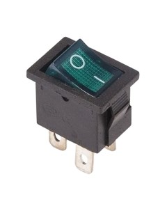 Выключатель клавишный Mini ON OFF зеленый с подсветкой 250В 6А 4с 36 2193 Rexant