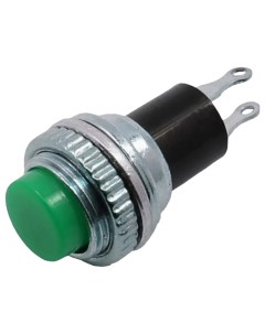 Выключатель кнопка металл 220V 2А 2с ON OFF O10 2 зеленая Mini Rexant