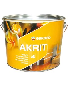 Краска ВД интерьерная акрилатная моющаяся глубокоматовая Eskaro 4 13кг 9 5л Akrit