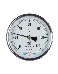 Термометр биметаллический БТ 1 80 0 120С L 80 Экомера
