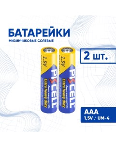 Батарейки R03P AAA UM4 мизинчиковые солевые 2 шт цвет синий Dgmedia