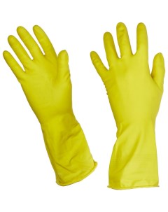 Перчатки резиновые латекс хлопковое напыление желтые размер M 5 пар Luscan