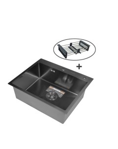 Комплект кухонная мойка из нержавеющей стали с PVD покрытием K36050B с коландером Gerhans