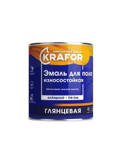 Эмаль ПФ 266 для пола алкидная глянцевая 6 кг красно коричневая Krafor