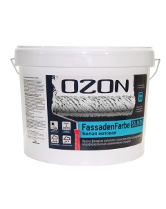 OZON Краска фасадная OZON Fassadenfarbe Silikon ВД АК 115А 5 14 А белая 9л для работ п Ozone