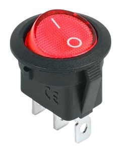 Выключатель клавишный круглый 250V 3А 3с ON OFF красный с подсветкой Micro RWB 106 SC Rexant