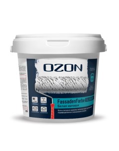 OZON Краска фасадная OZON Fassadenfarbe Siloxan ВД АК 114А 1 4 А белая 0 9л обычная Ozone