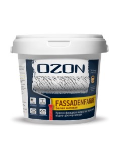 OZON Краска фасадная OZON Fassadenfarbe ВД АК 112А 5 1 4 А белая 0 9л для работ при 5 Ozone
