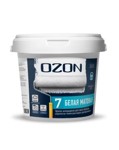 OZON Краска интерьерная акрилатно латексная матовая OZON 7 ВД АК 233АМ 1 3 А белая 0 9л Ozone