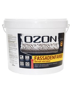 OZON Краска фасадная OZON Fassadenfarbe ВД АК 112СМ 12 С бесцветная 9л морозостойкая Ozone