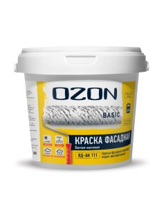 OZON Краска фасадная акриловая укрывистая OZON Basic ВД АК 111М 1 3 белая 0 9л морозостойк Ozone