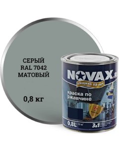 Грунт эмаль NOVAX 3в1 серый RAL 7042 матовая 0 8 кг 10809 Goodhim