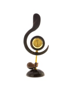 Настольные часы Скрипичный ключ из латуни и обсидиана 25 х 9 х 9 см Уральский сувенир