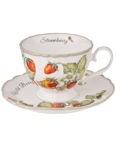 Чайная пара Strawberry чашка 270мл блюдце фарфор 85 1897_ Lefard