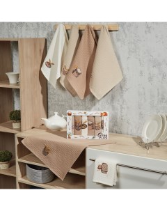 Набор кухонных вафельных полотенец 40х60 см 6 шт хлопок Хлеб Atlasplus