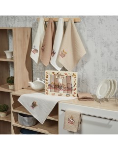 Набор кухонных вафельных полотенец Неделька 40х60 см 7 шт хлопок Хлеб Atlasplus