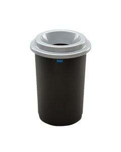 Контейнер для мусора 50 л Eco bin чёрный бак с серебряной воронкообразной крышкой Plafor