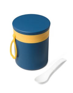 Ланч бокс для супа Пластиковый пищевой контейнер для жидкого с ложкой 450 мл Shiny kitchen