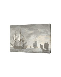 Картина на холсте на стену Парусные корабли 50х70 см Сити бланк