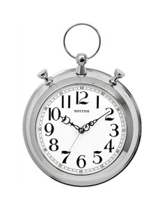 Кварцевые настенные часы в виде секундомера CMG571NR19 с металлическим корпусом Rhythm