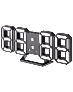 Часы будильник LED LUMINOUS 2 черный корпус белая подсветка PF 6111 Perfeo