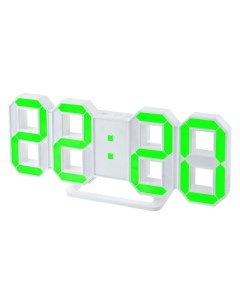 Часы будильник LED LUMINOUS белый корпус зелёная подсветка PF 663 Perfeo