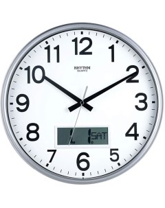 Бесшумные настенные часы CFG706NR19 с индикацией месяца даты дня недели Rhythm