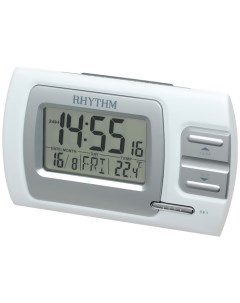 Цифровой будильник с термометром и автоматическим календарем LCT074NR03 Rhythm