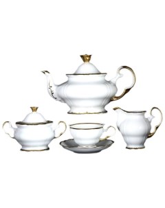 Чайный сервиз на 6 персон 15 предметов Анжелика Золотая отводка 166600 Thun