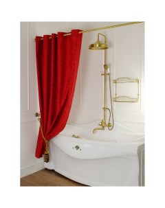 Шторка L180xH200 см для душа ванны текстиль узор БАРОККО цвет красный Migliore
