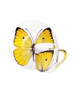 Чашка с блюдцем кофейная Butterfly 100 мл цвет желтый FREEDOM Taitu
