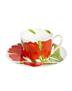 Чашка с блюдцем чайная Flower 230 мл цвет красный FREEDOM Taitu