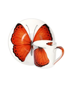 Чашка с блюдцем кофейная Butterfly 100 мл цвет красный FREEDOM Taitu