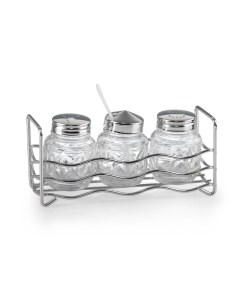 Набор для специй Luxstahl Волна 11 см пластик стекло серебристый 3 предмета Баркомплект