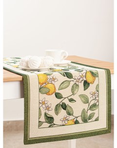 Дорожка для стола Лимоны Амальфи зеленый бордюр 45х140 см Le gobelin