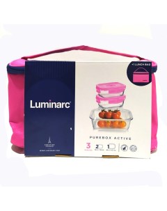 Набор контейнеров PURE FL RIM 3 штуки в розовой термосумке Luminarc
