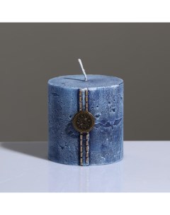 Свеча цилиндр Кантри Джинс 7 7 см голубой Trend decor candle