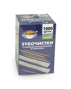 Зубочистки бамбуковые с ментолом 1000 штук в бумажных упаковках 732305 Aviora